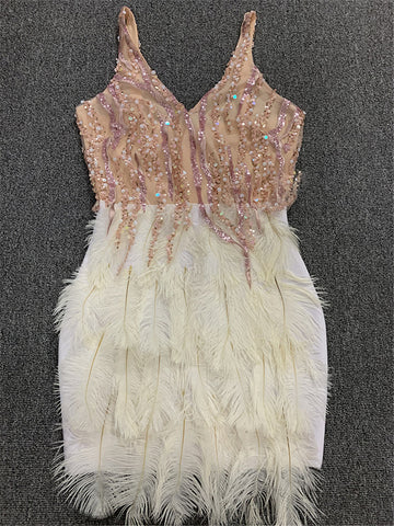 White Feathers Celeb Style dress