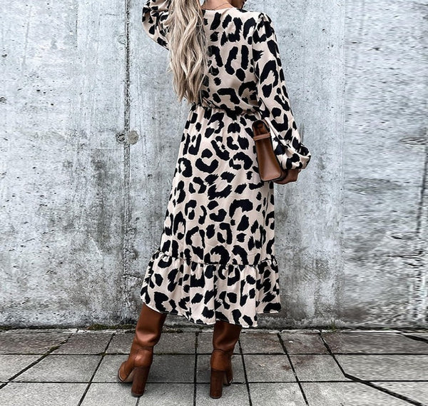 Brown Leopard Print Maxi Dress