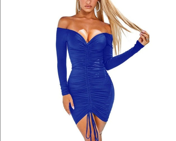 Blue Ruched Dress.