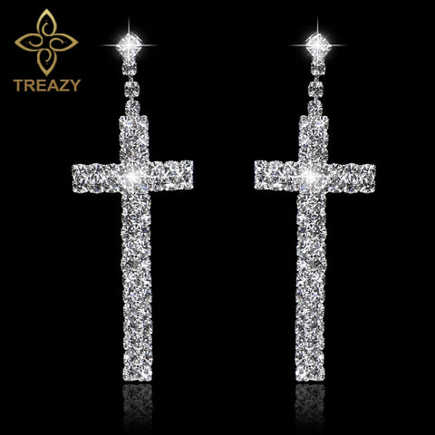 Crystal Cross Sparkly Rhinestone Earrings Jewelry Gifts.