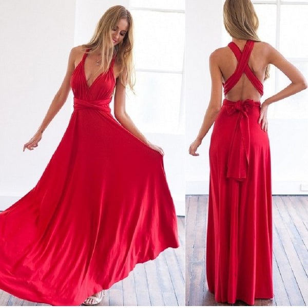 Bridesmaid Multiway Elegant Red Dress.