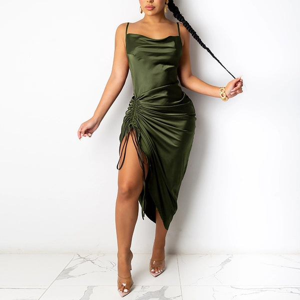 Satin Ruched Dress.