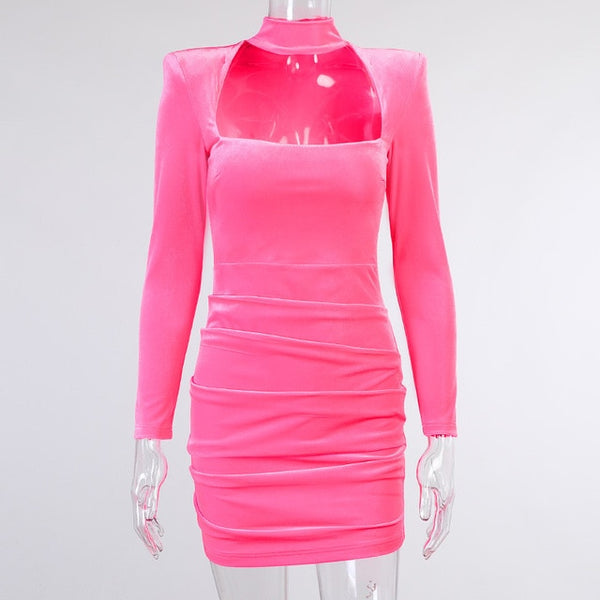 Pink Velvet Bodycon Dress.