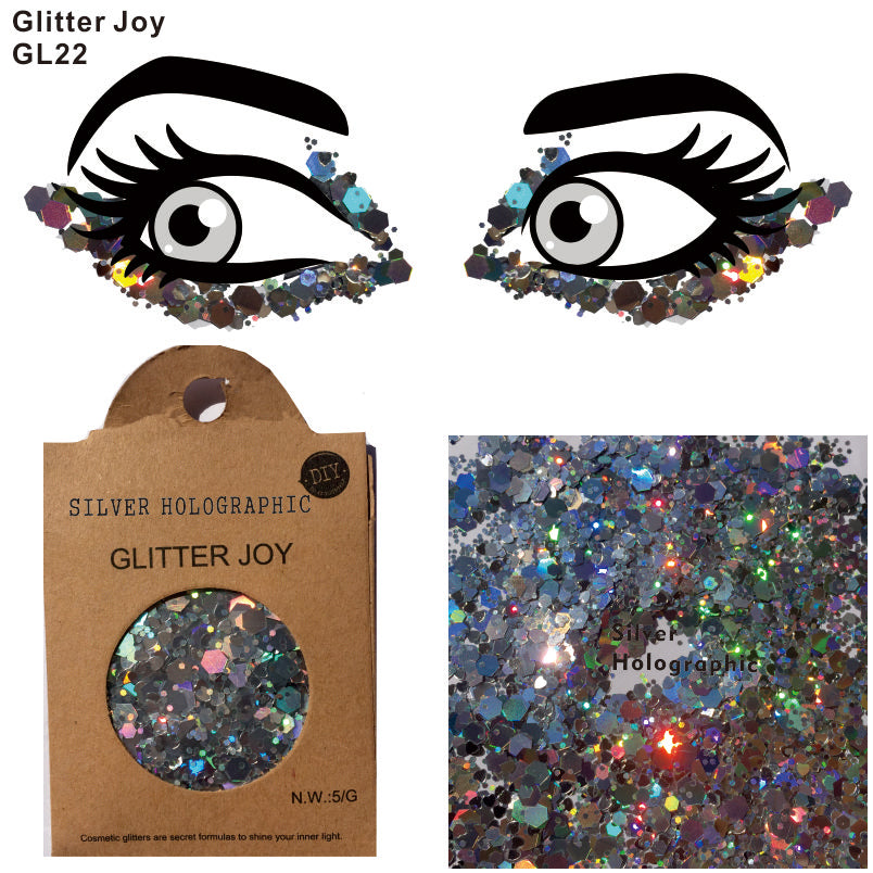 GL22 one pack of Silver Holographic  Body and Eye  Glitter Makeup.