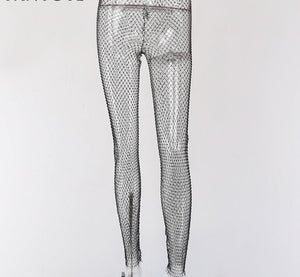 Black Crystal Transparent  Fishnet Pants.
